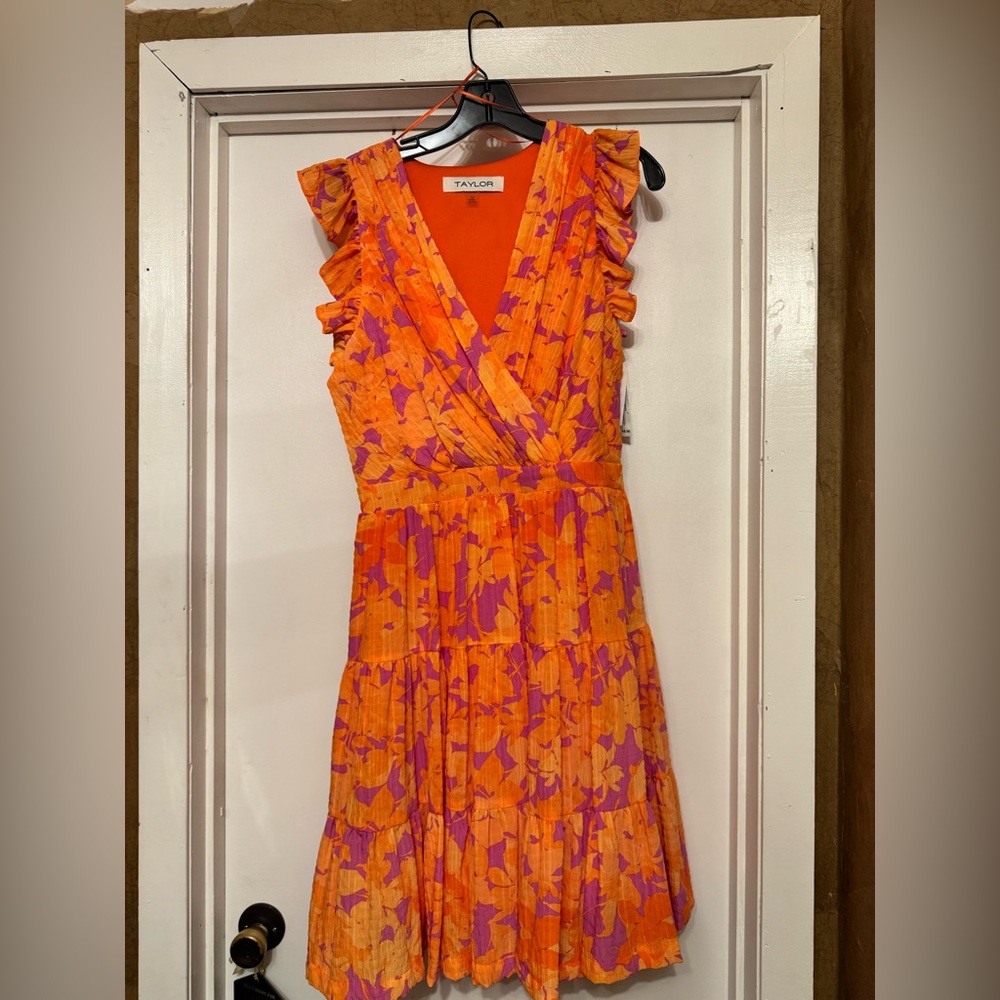 Taylor Orange and Purple Floral Mini Dress